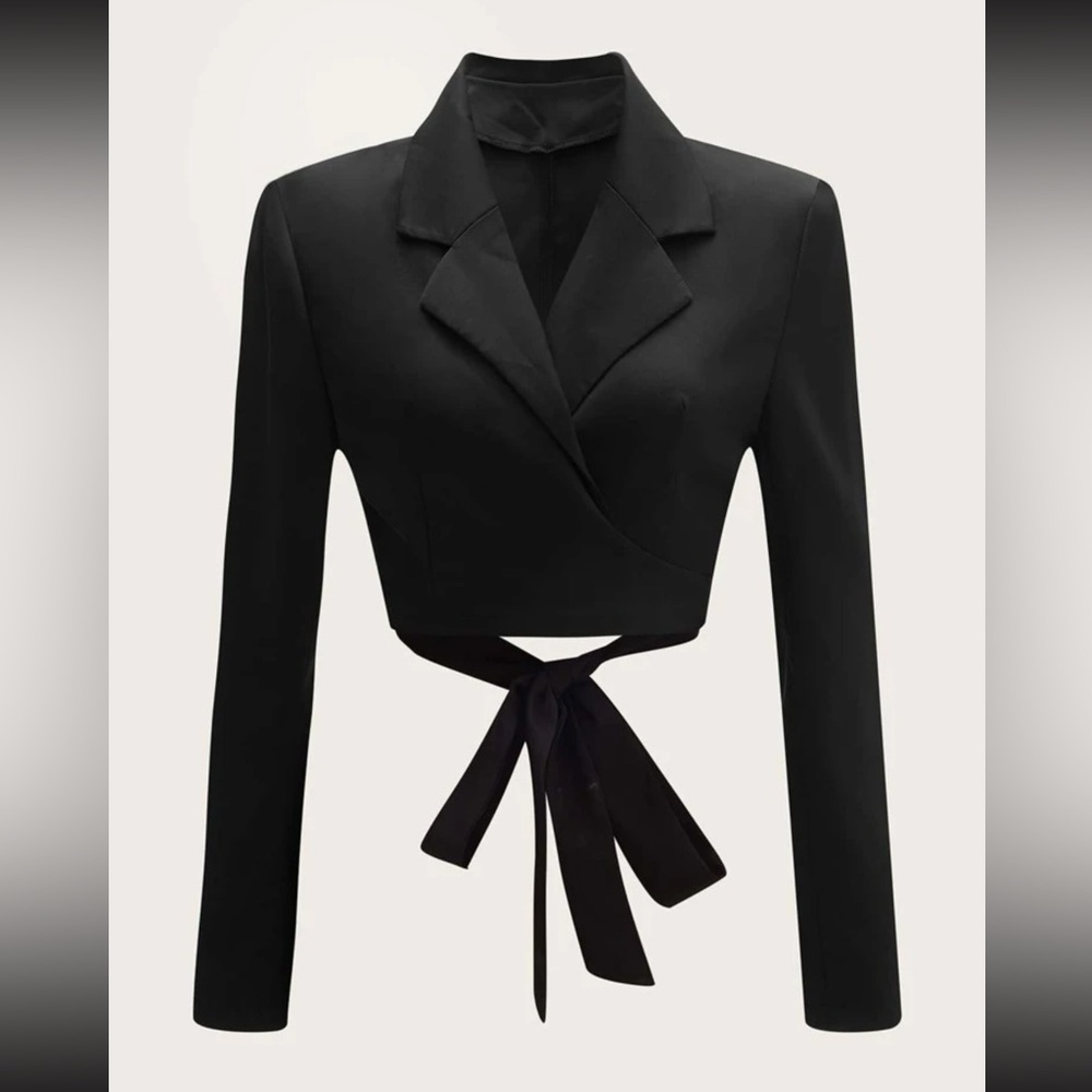New Knot Hem Wrap Lapel Collar Blazer
